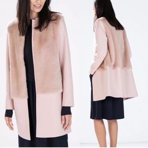Zara Pink Faux Fur Jacket/Coat -  M